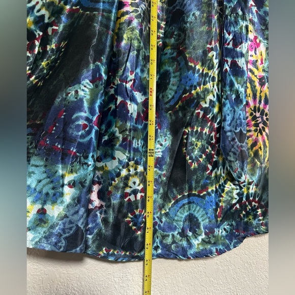HER Destiny Maxi Skirt Long Blue Multicolor Tropical Flowy Elastic Waist Small - Picture 3 of 8